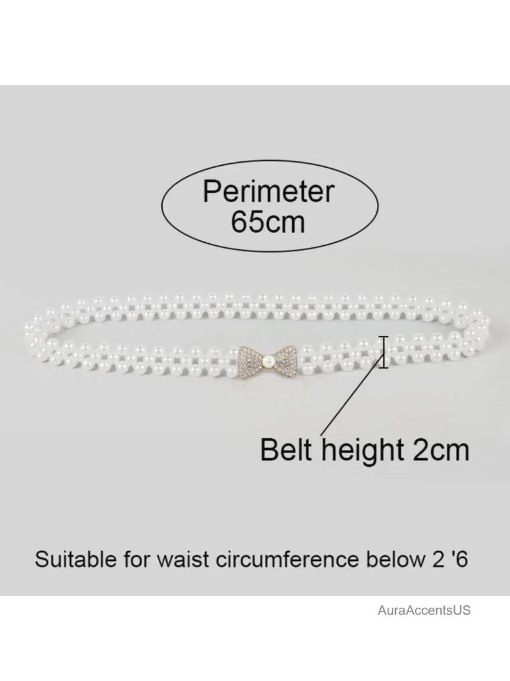 Rhinestone Bow Elastic Waist Belt with Pearl Accents for Dresses